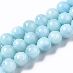 Natural Dyed Yellow Jade Gemstone Bead Strands, Round, Pale Turquoise, 10mm, Hole: 1mm, about 40pcs/strand, 15.7 inch(X-G-R271-10mm-Y04)