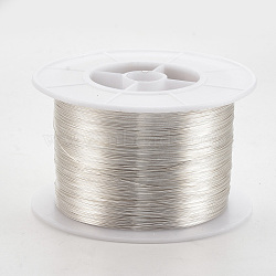 Round Copper Jewelry Wire, Long-Lasting Plated, Silver Color Plated, 22 Gauge, 0.6mm, about 1279.52 Feet(390m)/1000g(CWIR-S003-0.6mm-02A)