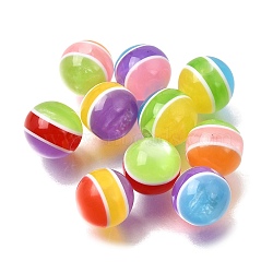 Transparent Resin Stripe Beads, Glitter Powder Beads, Round, Mixed Color, 9.5~10mm, Hole: 2mm(RE-CBA0A57-02)