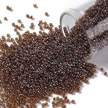 TOHO Round Seed Beads, Japanese Seed Beads, (114) Transparent Luster Smoky Topaz, 15/0, 1.5mm, Hole: 0.7mm, about 3000pcs/10g