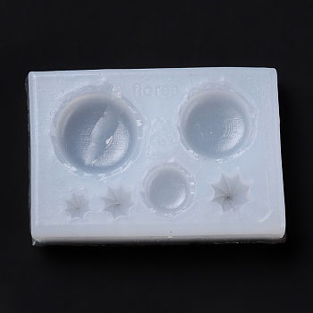 DIY Pendants Silicone Molds, Resin Casting Pendant Molds, For UV Resin, Epoxy Resin Jewelry Making, Round & Star, White, 45x30x8mm, Inner Diameter: 5~17mm