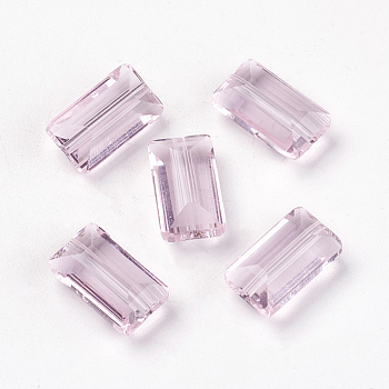 Imitation Austrian Crystal Beads, Grade AAA, Faceted, Rectangle, Pearl Pink, 4.55x8x3mm, Hole: 0.7~0.9mm