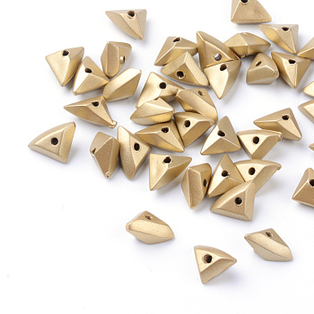 Plating Opaque Acrylic Beads, Triangle, Gold, 10~11x7x5mm, Hole: 1mm