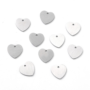 304 Stainless Steel Pendants, Double Side Drawbench, Stamping Blank Tag, Heart, Stainless Steel Color, 9.5x10x1mm, Hole: 1mm