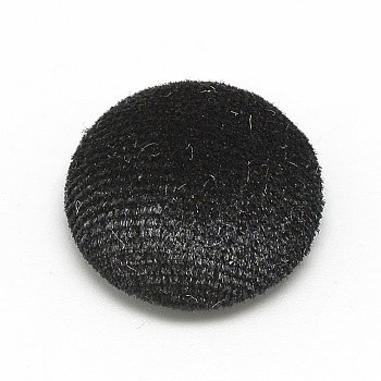 Velvet Covered Beads, with Aluminum Bottom, Half Round/Dome, Half Drilled, Black, 21x11mm, Hole: 3mm