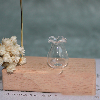 High Borosilicate Glass Vase Miniature Ornaments, Micro Landscape Garden Dollhouse Accessories, Pretending Prop Decorations, with Wavy Edge, Clear, 15x20mm