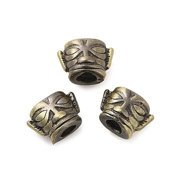 Tibetan Style Rack Plating Brass Bead, Long-Lasting Plated, Sanxingdui, Brushed Antique Bronze, 5.5x7.5x5mm, Hole: 2.5mm