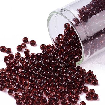 TOHO Round Seed Beads, Japanese Seed Beads, (2153) Black Cherry Lined Dark Amber, 8/0, 3mm, Hole: 1mm, about 10000pcs/pound