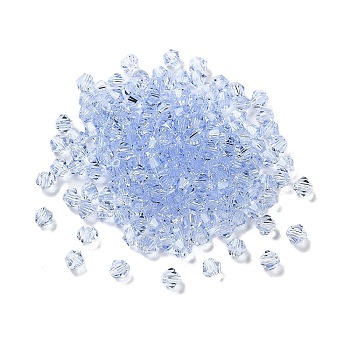 Transparent Glass Beads, Bicone, Light Steel Blue, 4x4x3.5mm, Hole: 1mm, 720pcs/bag