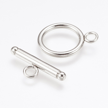 304 Stainless Steel Toggle Clasps, Stainless Steel Color, Ring: 20x16x2mm, Hole: 3mm, bar: 22x8x3mm, Hole: 3mm.