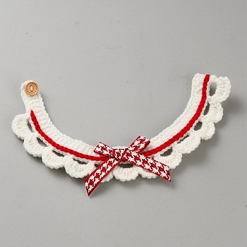 Acrylic Fibers Cat Bowknot Collar, Pet Collar, Cerise, 240x50x11mm