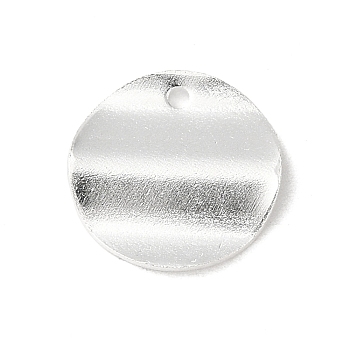 Brass Pendants, Flat Round Charms, 925 Sterling Silver Plated, 15x15x1mm, Hole: 1.4mm
