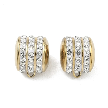Ion Plating(IP) 304 Stainless Steel Tube Bails, with Polymer Clay Rhinestone, Golden, 10x8.5x8mm, Hole: 0.9mm/2.5mm