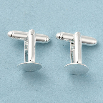 Brass Cuff Button, Cufflink Findings for Apparel Accessories, Silver Color Plated, 16x10mm