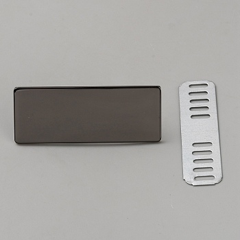 Alloy Blank Rectangle Label Tags, with Shim, for Bag Making, Gunmetal, 20x51.5x16mm