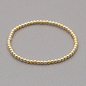 Brass Round Beadas Bracelets, Stackable Bracelets for Women, Golden, 6.89 inch(17.5cm)
