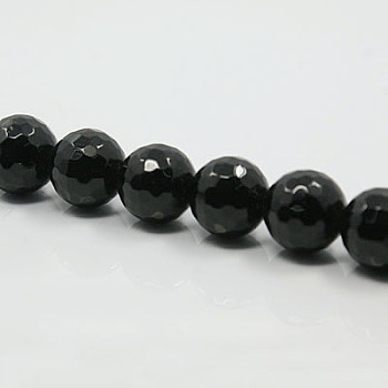 Natural White Jade Beads Strands, Faceted, Dyed, Round, Black, 10mm, Hole: 1mm, about 36pcs/strand, 15 inch