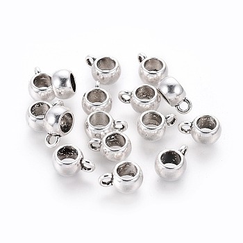 Tibetan Style Alloy Rondelle Tube Bails, Loop Bails, Lead Free and Cadmium Free, Bail Beads, Antique Silver, 8x5mm, Hole: 2mm, Inner Diameter: 5mm