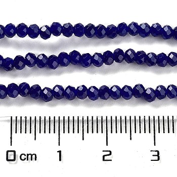 Baking Painted Imitation Jade Glass Bead Strands, Faceted Rondelle, Midnight Blue, 3x2mm, Hole: 0.8mm, about 158pcs/strand, 14.76''(37.5cm)