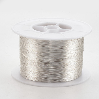 Round Copper Jewelry Wire, Long-Lasting Plated, Silver Color Plated, 22 Gauge, 0.6mm, about 1279.52 Feet(390m)/1000g