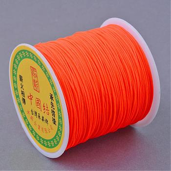 Braided Nylon Thread, Chinese Knotting Cord Beading Cord for Beading Jewelry Making, Orange Red, 0.8mm, about 100yards/roll