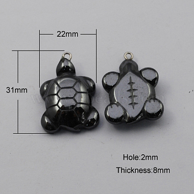 Platinum Black Tortoise Non-magnetic Hematite Pendants
