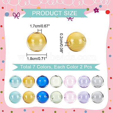 14Pcs 7 Colors Transparent Blow High Borosilicate Glass Globe Beads(GLAA-NB0001-62)-2