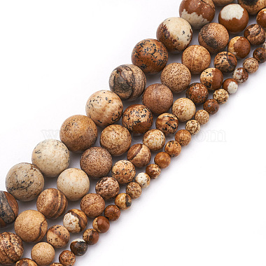 4 brins 4 tailles brins de perles de jaspe photo naturel(G-TA0001-29)-3