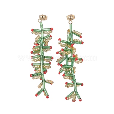 Colorful Branch Seed Beads Stud Earrings