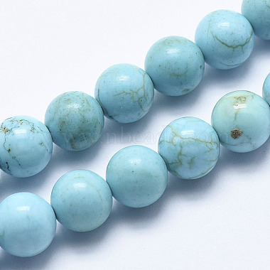 4mm Cyan Round Natural Turquoise Beads