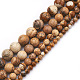 4 brins 4 tailles brins de perles de jaspe photo naturel(G-TA0001-29)-3