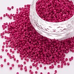 Glass Cylinder Beads, Seed Beads, Baking Paint, Round Hole, Camellia, 1.5~2x1~2mm, Hole: 0.8mm, about 45000pcs/bag, about 1pound/bag(SEED-S047-A-030)