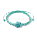 Porcelain Tortoise Braided Bead Bracelets, Nylon Adjustable Bracelet, Dark Turquoise, Inner Diameter: 2~2-7/8 inch(5~7.3cm)(BJEW-JB10058-03)