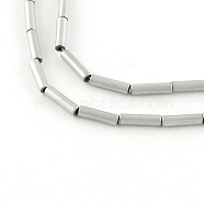 Tube Electroplate Non-magnetic Synthetic Hematite Bead Strands, Matte Style, Silver Plated, 8x2mm, Hole: 1mm, about 50pcs/strand, 15.7 inch(G-S203-26I)