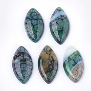 Natural Crackle Agate Cabochons, Dyed, Horse Eye, Light Sea Green, 39x20x6mm(G-T125-07D)