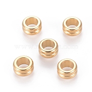 Vacuum Plating 304 Stainless Steel Beads, Grooved Beads, Column, Golden, 10x5mm, Hole: 6mm(STAS-E036-4B)