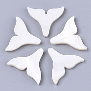 Natural Freshwater Shell Beads, Half Drilled, Fishtail, Seashell Color, 22.5x27x3.5mm, Hole: 1.6mm(SHEL-S276-74)
