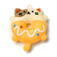 Donut PVC Plastic Cartoon Big Pendants, for DIY Keychain Making, Cat Shape, 50x40x13mm, Hole: 3.5mm(PVC-G005-04C)