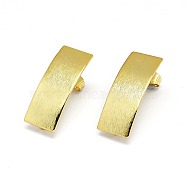 Brass Stud Earrings Findings, with Loop, Cadmium Free & Nickel Free & Lead Free, Long-Lasting Plated, Rectangle, Real 18K Gold Plated, 25.5x10x0.5mm, Hole: 2mm(X-KK-O123-A)