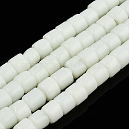 Opaque Solid Glass Bead Strands, Column, White, 5~5.5x4~4.5mm, Hole: 1.4mm, about 95~99pcs/strand, 15.28 inch~39.3 inch(38.8~39.3cm)(X-GLAA-N047-09-F01)