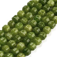 Natural Malaysia Jade Beads Strands, Dyed, Faceted Bicone Barrel Drum, Olive Drab, 10x9.5mm, Hole: 1mm, about 38pcs/strand, 14.88 inch(37.8cm)(G-L600-B01-01C)
