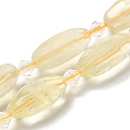 Natural Lemon Quartz Beads Strands, with Seed Beads, Faceted, Oval, 20.5~26x8.5~12mm, Hole: 1mm, about 13~14pcs/strand, 15.35~15.55''(39~39.5cm)(G-H297-A04-01)