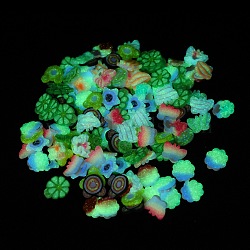 Handmade Luminous Polymer Clay Cabochons, for DIY Jewelry Crafts Supplies, Glow in the Dark, Mixed Shape, Mixed Color, 6~11x5.5~10x1~1.5mm(CLAY-C004-01)