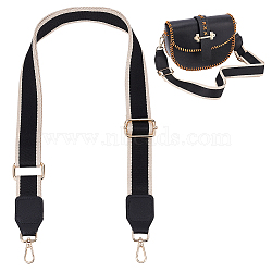 Jacquard Weave Ethnic Style Polyester Wide Bag Handles, Adjustable Bag Strap, with Zinc Alloy Swivel Clasp, Purse Replacement Accessories, Black, 86~142.4x3.7~3.8cm(FIND-WH0136-40C)