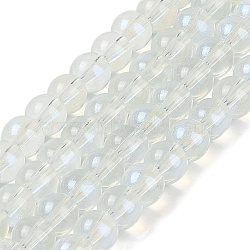 Glass Bead Strands, with Glitter Powder, Round, White, 8x7.5mm, Hole: 1mm, about 105pcs/strand, 31.02''(78.8cm)(GLAA-K068-01B-11)
