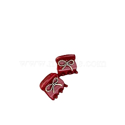 Acrylic Claw Hair Clips, with Alloy Finding, Bowknot, Red, 16x17mm(PW23030446074)