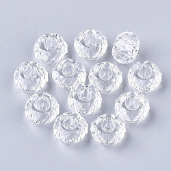 Transparent Resin Beads, Large Hole Beads, Faceted, Rondelle, Clear, 14x8mm, Hole: 5.5mm(X-RESI-T030-02N)