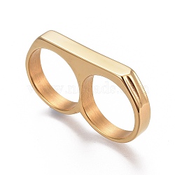 304 Stainless Steel Finger Rings, Double Rings, Golden, Size 10, 20mm(RJEW-O032-13G-20mm)