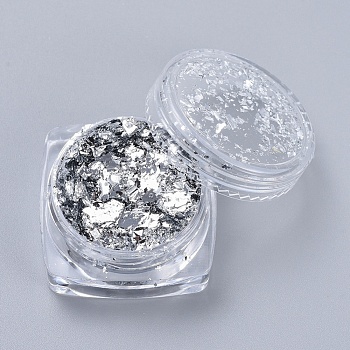 Foil Flakes, DIY Gilding Flakes, for Epoxy Jewelry Accessories Filler, Silver, Box: 2.9x1.6cm