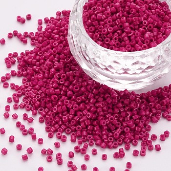 Glass Cylinder Beads, Seed Beads, Baking Paint, Round Hole, Camellia, 1.5~2x1~2mm, Hole: 0.8mm, about 45000pcs/bag, about 1pound/bag